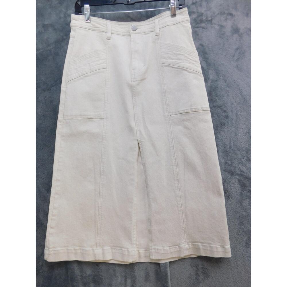 Habitual Denim Skirt Womens 6/28 Ivory Cotton Stretch Utility Patch Pockets